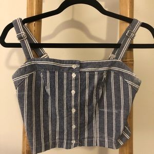 Brandy Melville denim blue and white striped tank
